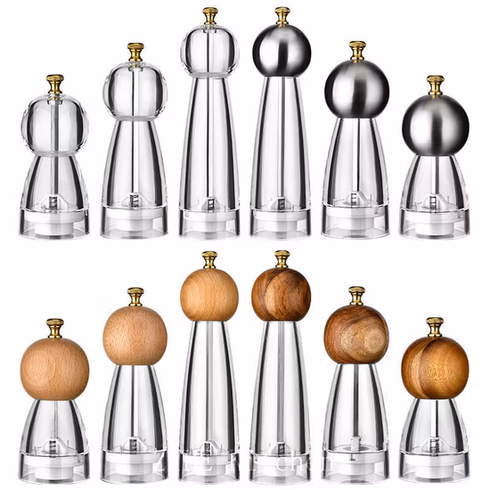Ручная мельница для перца с акриловым керамическим сердечником, мельница для перца и морской соли, кухонные гаджеты