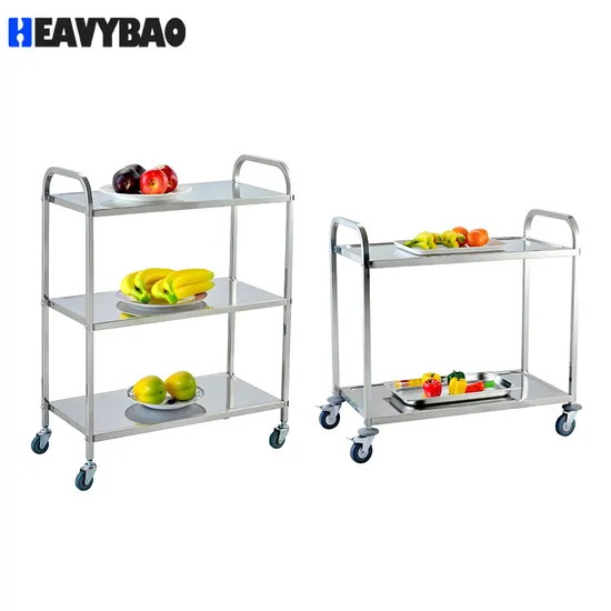 Тележка для кухни Heavybao из нержавеющей стали, 3 уровня, для уборки ресторанов и предприятий общественного питания