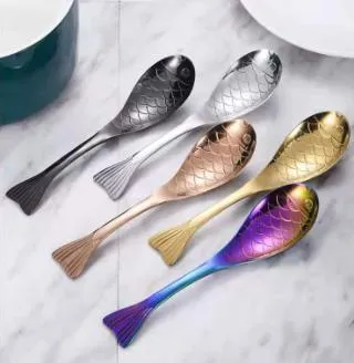 Пищевая ложка в форме рыбы из нержавеющей стали для детей дошкольного возраста